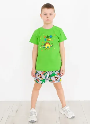 Комплект для мальчика на лето футболка и шорты динозавр1 фото