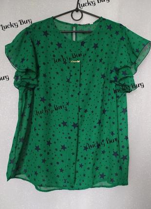 Зелена блуза з зірочками 56 р. заміри в описі7 фото