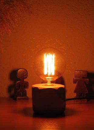 Деревянная лампа в стиле лофт,настольная лампа эдисона.5 фото