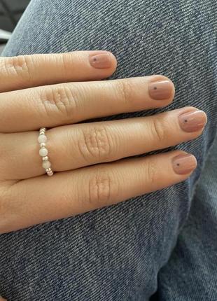 Женское кольцо из розового кварца и серебра 925 пробы5 фото