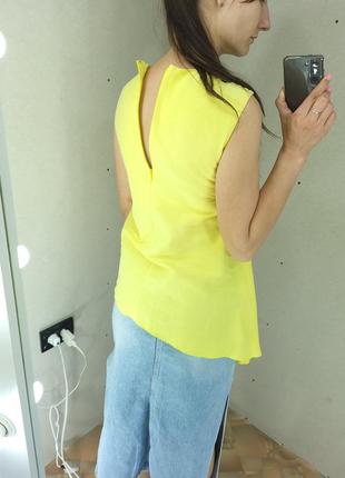Асимметричная блуза лимонного цвета хлопок/шелк9 фото