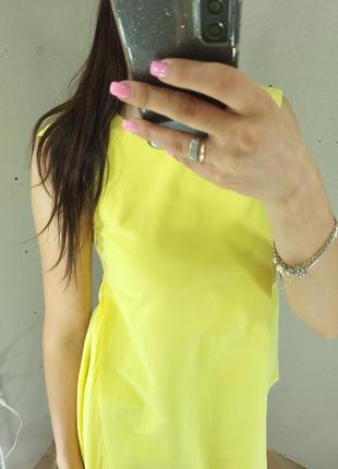 Асимметричная блуза лимонного цвета хлопок/шелк6 фото