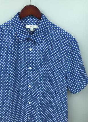 Marks &amp; spencer mens geometric print ss ss shirt мужская рубашка с коротким рукавом6 фото