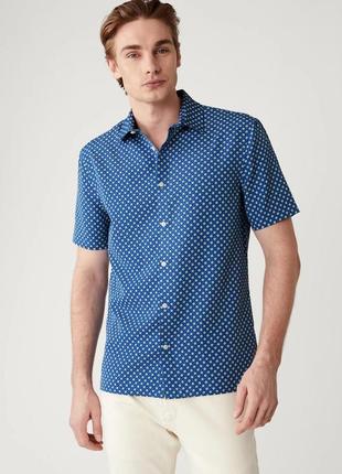 Marks &amp; spencer mens geometric print ss ss shirt мужская рубашка с коротким рукавом2 фото