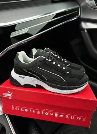 Мужские кроссовки в стиле puma teveris nitro пума / демисезонные / весенние, летние, осенние / обувь / кожа, нубук, замша, текстиль / черные, серые, белые3 фото