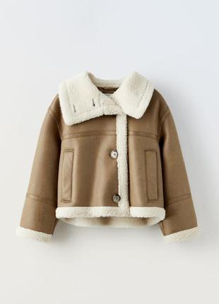 Дубленка из искусственного замша zara 9-10 лет (134 - 140 см)3 фото