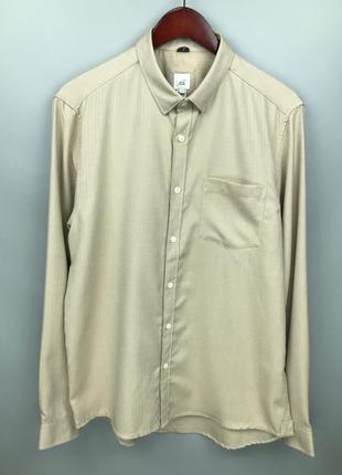 River island mens herringbone beige shirt мужская рубашка2 фото