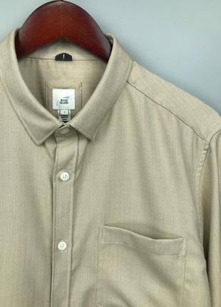 River island mens herringbone beige shirt мужская рубашка4 фото