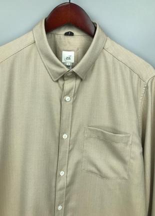 River island mens herringbone beige shirt мужская рубашка3 фото