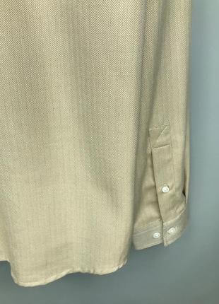 River island mens herringbone beige shirt мужская рубашка7 фото