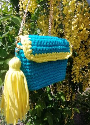 Yellow blue rectangle bag3 фото