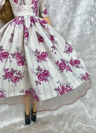 Одяг для ляльки барбі, сукня. плаття з квітами для барбі3 фото