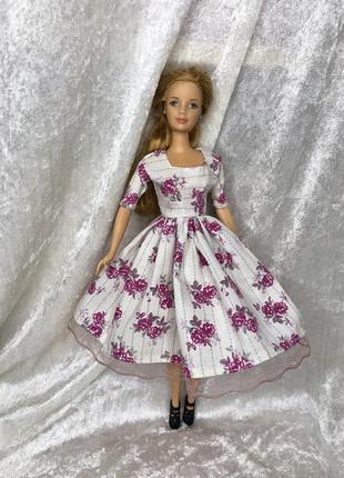 Одяг для ляльки барбі, сукня. плаття з квітами для барбі1 фото