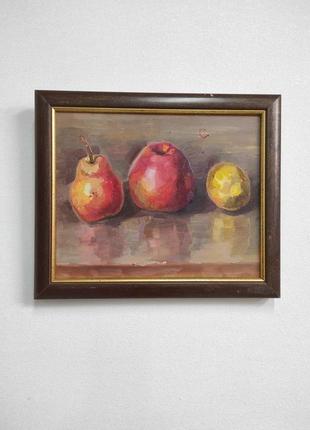 Натюрморт груша, яблоко, лимон2 фото