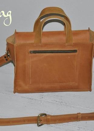 Шкіряна сумка "аннабелл" гарбузового кольору3 фото