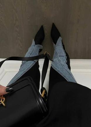 Трендовые джинсы mugler со вставками из ткани4 фото