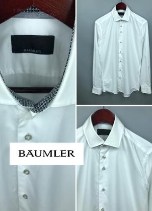 Baumler mens white slim fit shirt чоловіча сорочка біла слім фіт