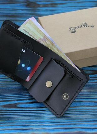 Шкіряний гаманець з відділенням для дріб'язку чорний1 фото