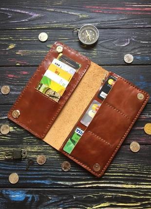 Клатч - великий гаманець з натуральної шкіри коричневий2 фото