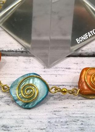 Wirewrap медный браслет из проволоки с ракушкой2 фото