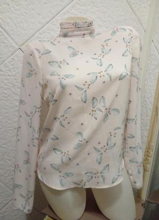 Распродажа 2+1 блуза розовая цветы водолазка