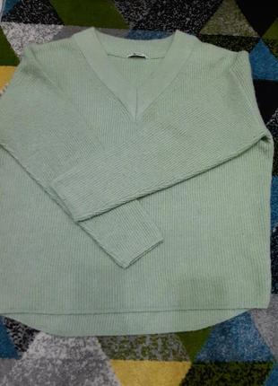 Кофта, светр з вирізом м'ятного кольору9 фото