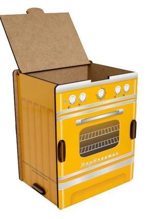 Кухонный органайзер для специй и формочек «ретро плита (желтая)»2 фото