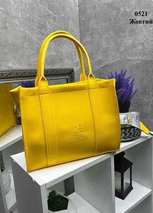 Женская стильная и качественная сумка из эко кожи желтая1 фото