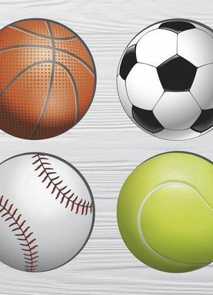 Набір костерів «спортивні м'ячі» (4шт) на корковій основі1 фото