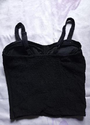 Красивый черный винтажный топ jane norman в корсетном стиле ажурный, хлопок3 фото