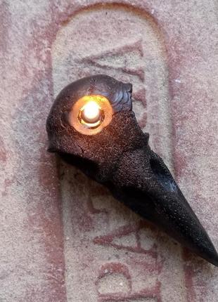 Свеча на хэллоуин ,череп ворона4 фото