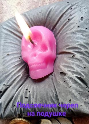 Подсвечник на хэллоуин подушка под чайную свечу череп1 фото