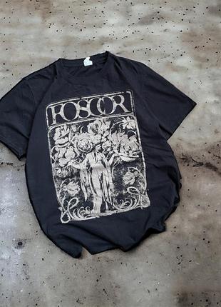 Чёрная футболка foscor merch,мерч,вінтаж,з черепами,дракон,скелеты,рок группа,vintage