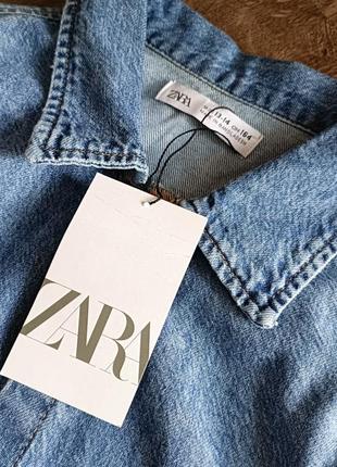 Джинсовое платье с длинным рукавом zara 13-14 лет (158-164 см)3 фото