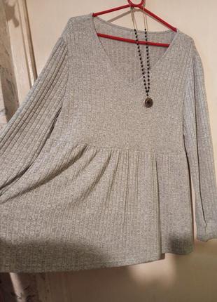 Стильна,трикотажна-стрейч блузка у рубчик,батал,великого розміру,shein curve1 фото
