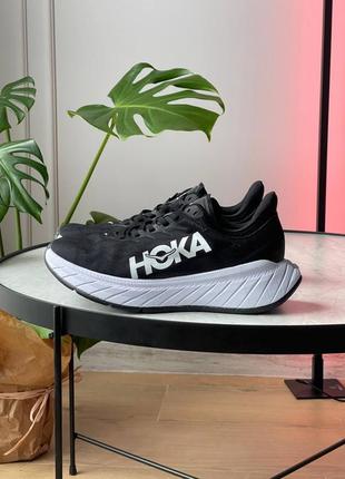 Женские кроссовки чёрно-белые hoka one carbon x white black9 фото