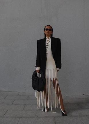 Шикарне максіплаття з бахромою в рубчик преміумкласу h&m