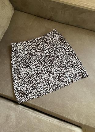 Брендовая леопардовая юбка с разрезом от shein