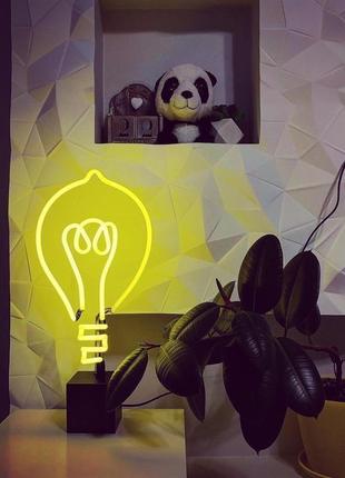 Скляний неоновий світильник ручної роботи "лампа"1 фото