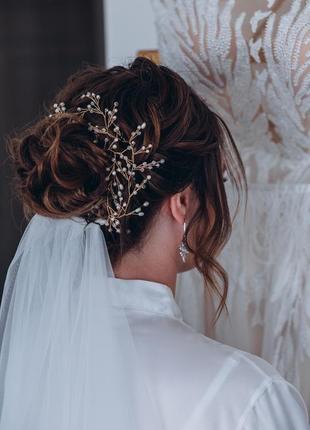 Свадебное украшение для волос, веточка в прическу, украшение в прическу невесте, свадебные украшения6 фото