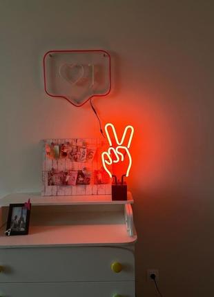 Неоновый стеклянный светильник «peace»1 фото