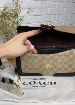 Сумка женская кожаная coach tabby shoulder bag brown8 фото