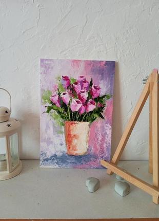 Картина маслом"розовые тюльпаны"8 фото