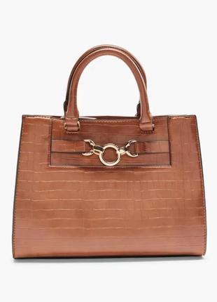 Сумка сумочка саквояж трапеция чемодан коричневая золотая гарнитура с ручкой шопер олд. мани мані1 фото