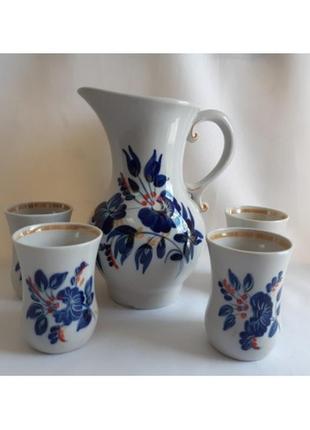 Набор фарфор кувшин и 4 чашки полонное