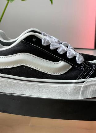 Женские кеды ванс кну скул чёрно-белые / vans knu skool black white4 фото