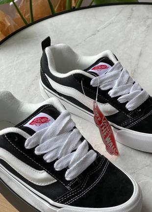 Женские кеды ванс кну скул чёрно-белые / vans knu skool black white9 фото