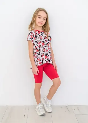 Комплект для дівчинки на літо футболка і велосипедки, шорти мікі маус