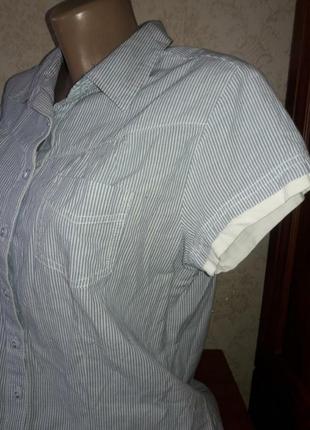 Легкая натуральная рубашка блуза в полоску3 фото
