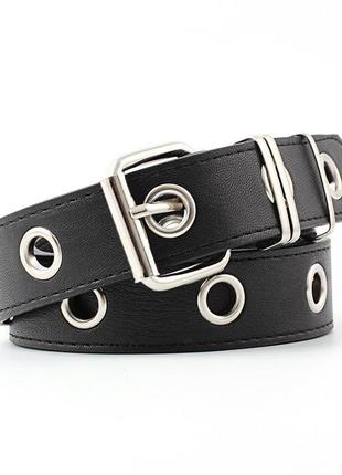 Женский пояс с люверсами эко кожа хром